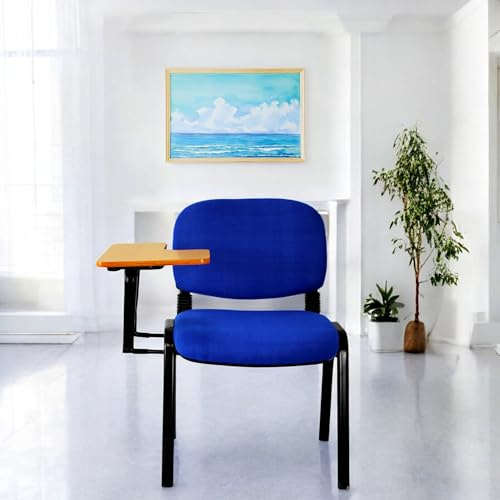 Meta Office Heavy Duty Stackable Guest & Reception, Office Chairs for home, Black Frame (1, Blue with Tablet)
