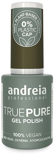 Andreia Professional Hema and TPO Free Gel Polish - TRUE PURE 21 Free and 100% Vegan for Sensitive Nails - UV LED Soak Off Gel Nail Varnish - Colour T43 Olive Green 10.5ml