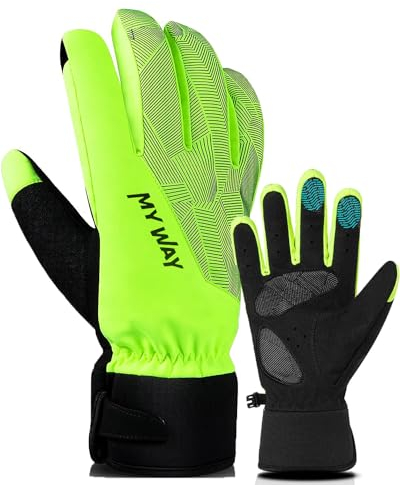 BAONUOR Handschuhe Winter Fahrradhandschuhe Herren Damen, Ski Handschuhe Wasserdicht Touch Screen Anti-Rutsch Full Finger Handschuhe für Laufen, Fahren, Radfahren