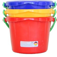 Spielstabil Beach Toys Bundle - 3 Pack of Small Sand Pails (1 Red, 1 Blue, 1 Yellow Beach Bucket) - Sand Buckets for Kids and Outdoor Play Equipment for 18 Months and Up