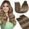 LaaVoo Tape in Extensions Echthaar Balayage Braun Echthaar Extensions Tape Remy Menschenhaar Hellbraun Ombre Goldene Blondine und Hellbraun Remy Tape Haarverlängerung Echthaar 45cm 20pcs #8/16/8 50g