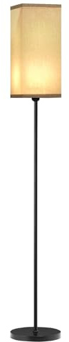 HOMCOM Lampada da Terra con Interruttore a Pedale, Lampada Moderna in Tessuto Effetto Lino e Metallo, Ø25x161.5 cm, Nero e Beige