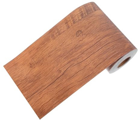 iplusmile Cinta adhesiva de grano de madera etiqueta engomada del piso de la cocina pelar y pegar borde de papel tapiz cinta de madera tira de borde de papel tapiz de polivinilo