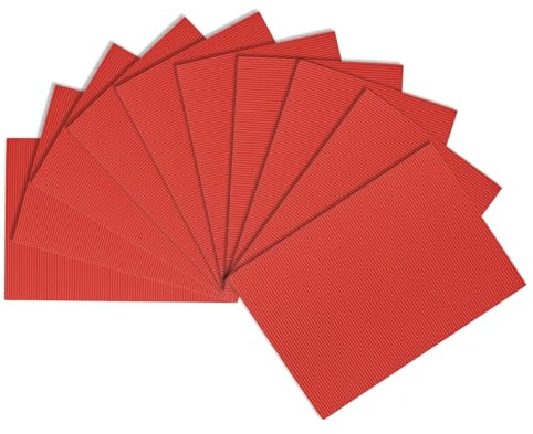 sourcing map 10 fogli di carta ondulata in cartone ondulato, colore rosso, 29,7 x 21 cm, per progetti artigianali e fai da te