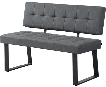 B&D Home Sigfrid Canapé d'angle Salle à Manger avec Dossier, Banquette Couloir, Housse Facile d'entretien en Simili Cuir Gris Foncé, Rembourrage en Mousse Froide, pour Salle à Manger, Cuisine