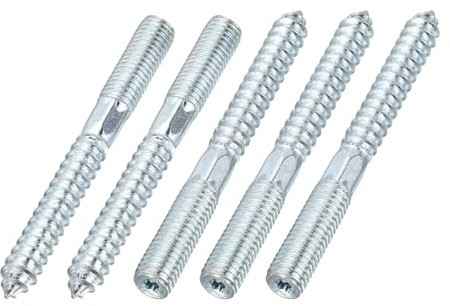 sourcing map M10 Hanger Bolts, 3.54(90mm) Length Double Headed Hanger Bolts 0.39(10mm) Wood Dowel Screw Self-Tapping Threaded Rods Screw for Assembling Wood Furniture Joint, Pack of 5