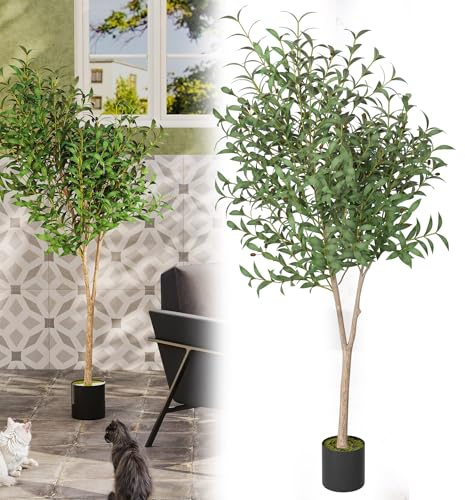 YRHome 180 cm, Ficus Benjamina, konstgjord växt, stort konstgjort träd, bedrägligt äkta, ficusväxtdekoration för vardagsrum, sovrum, kontorsträdgård, även lämplig som buktträd, konstgjorda växter