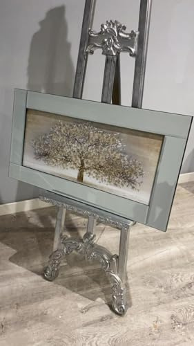 Biznest Blossom Tree Picture 3D Glitter Liquid Art Mirrored Frame Wall Art 85x55cm (Gold)