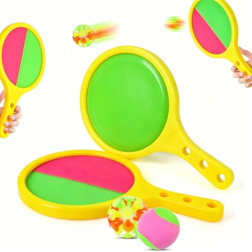 Toss and Catch Game Set, Sticky Bat and Ball Bat Ball Game with Sticky & Suction Balls Outdoor Toys Beach Games Activities, Toss and Catch Balls Gamess Outdoor Toys, Family Games for Adults Girls -5