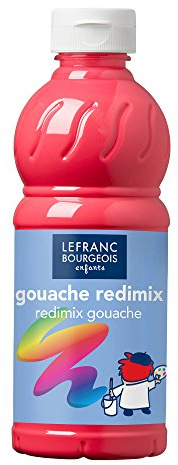 Lefranc Bourgeois 188022 flüssige Tempera Redimix Farbe, leuchtende Gouachefarbe auf Wasserbasis, hohe Deckkraft, hervorragenden Maleigenschaften, gebrauchsfertig, 500ml Flasche - Rot