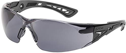 Bollé Safety Bolle-40208 Safety Rush+ Safety Glasses, Black & Grey Frame, Smoke Lenses