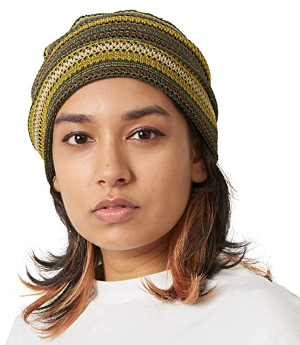 Bonnet Homme Chapeau Femme Crochet - Casquette Ete De Style Tricot Coloré Peruvien Boho Vintage Léger Unisexe Jaune