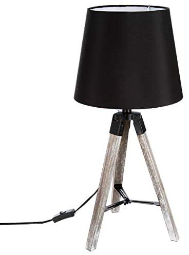 Atmosphera - Lampe trépied Runo - bois et noir H58 cm