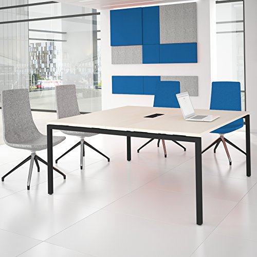 Weber Büroleben GmbH NOVA Konferenztisch 160x164cm Ahorn mit ELEKTRIFIZIERUNG Besprechungstisch Tisch, Gestellfarbe:Anthrazit