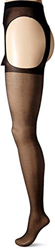 Leg Avenue Women's High Waist Sheer Suspender Pantyhose Stockings, Queen, Black