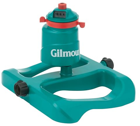 Gilmour Medium Duty Circular Swivel Water Sprinkler with Sled Base, Rotating Sprinkler Head with Adjustable Spray Pattern, Lawn Sprinkler for Large Area Coverage