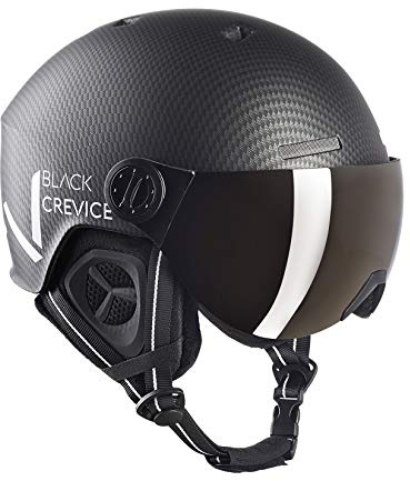 BLACK CREVICE Casco de esquí Sölden I Casco de esquí con Visera Estilo piloto I Casco esquí Hombre y Mujer I Casco Snowboard Unisex ajustableI Casco de esquí Transpirable