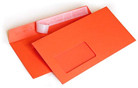 Briefumschläge DIN lang C6/5 114x229 mm orange 120 g/m² mit Fenster haftklebend (205AF) (500)