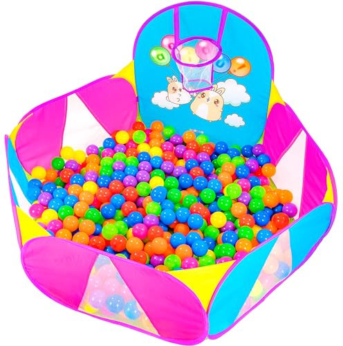 NUBUNI Piscina per palline per bambini | Piscina per palline per bambini | Piscina de Pelotas para Bebes | Box con canestro da basket e custodia con cerniera, 120 cm E: palline non incluse