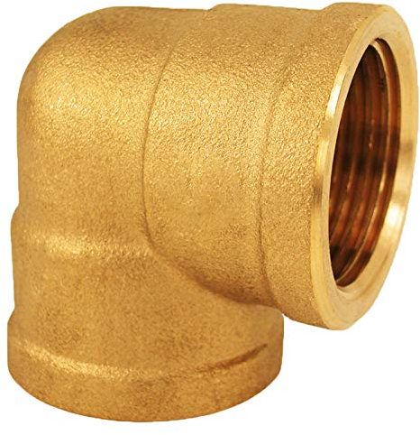 MegaHaustechnik Winkel 90° Grad aus Messing 1 Zoll IG x IG DN25 Innengewinde Innendurchmesser 30mm Gewinde Fitting Trinkwasser geeignet Rohr Verschraubung Kupplung Bogen Anschluss L Stück