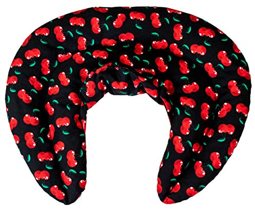 Cuscino del collo, cherry-black. Cuscino termico con semi di uva. Cuscino cervicale