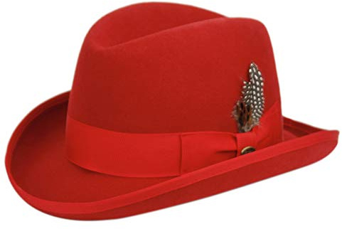 Classico Men's Wool Felt Homburg Hat (L, RED)