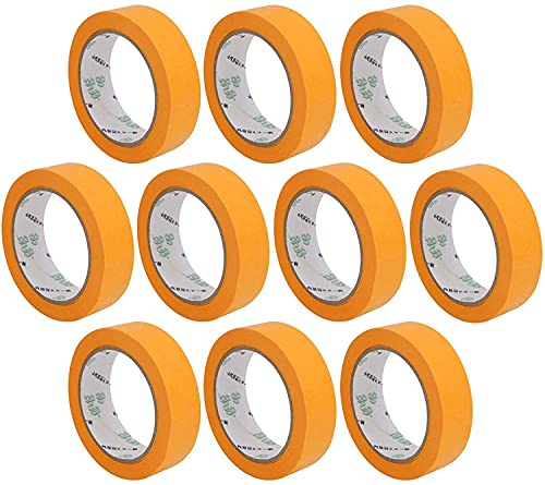 MorNon 10x Rollen Goldband Klebeband 30mm x 50m Entfernbar Kreppband Malerband Rückstandfrei für Automotive Dekoration Malerarbeiten ohne Lösungsmittel Malerkreppband Maler Schmal