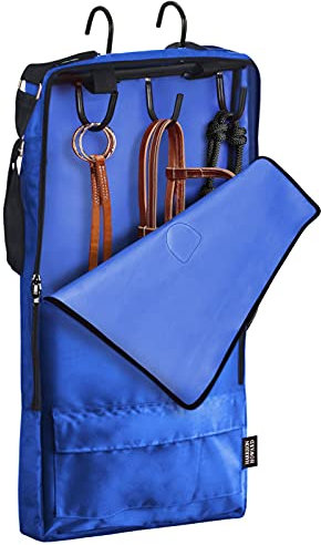 Harrison Howard Zaumzeug-/Halftertasche mit 3 Zinken, robuster wasserdichter Stoff, Tragetasche für Pferde, Blau