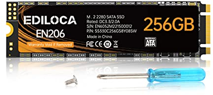 Ediloca EN206 256GB 3D NAND TLC M.2 SSD, M.2 2280 SATA III 6Gb/s SSD Interne Festplatte, Lese-/Schreibgeschwindigkeit bis zu 550/460 MB/s, kompatibel mit Ultrabooks, Tablet-Computern und Mini-PCs