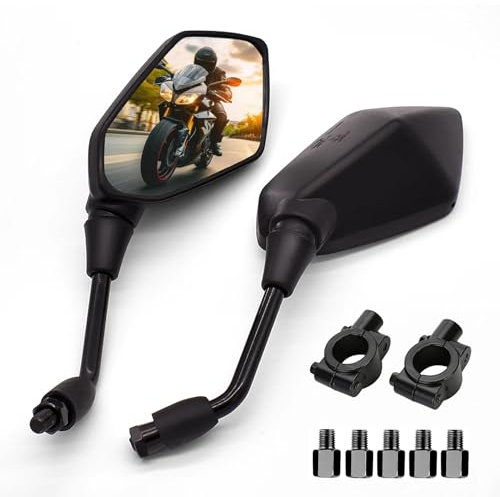 Heart Horse Motorcycle Mirror,360° Adjustable Motorbike Side Mirrors with 8mm&10mm Bolt 7/8 inches Handlebar Clamp Mirror,E-Mark HD Motorcycle ATV Mirrors for Scooter,Dirt Bike,Cruiser,ATV