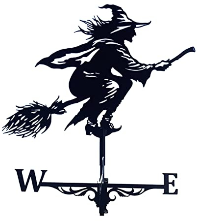 Milageto Wetterfahne Aus Metall Wetterfahne für Den Außenbereich, 75 cm Hoch, Hexe