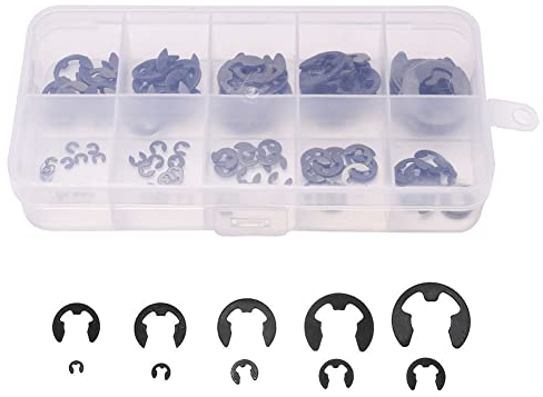 Circlips Interne, Anneau de Circlips Interne, E Clip Anneau, Ensemble de Circlip en Acier Inoxydable E-Clip, Snap Externe Interne de 120/10 Tailles avec Boîte de Rangement,pour Le Matériel de Fixation