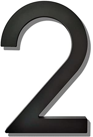 Ywonoby 5 Inch House Numbers for Outside-Large Modern 3D Floating Door Numbers-Weatherproof and Easy to install-Matte Black Acrylic Number (2)