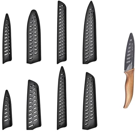 Tokaneit Protector de Hoja de Plástico,Protectores de Borde de Cuchillo,Cubierta Protectora de Cuchillo de Cocina,Protector de Cuchilla Universal,Cubierta de Cuchillos de Plástico 8 Piezas Negro