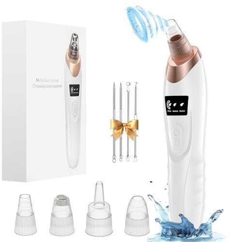 Electric Blackhead Remover Vacuum 4 Suction Power Mode Blackhead Remover Tool Black Head Remover for Face Whitehead Remover with Heating Mode, Deep Cleansing Unclogging Pores Blackhead Remover Tool