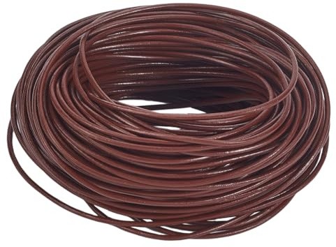 GORGECRAFT 25m x 1.5mm Round Leather Cords Genuine Leather String Cowhide Rope Saddle Brown Leather Strips Strap Beading Braided Threads for Bracelet Jewelry Making Keychain Lanyards DIY Crafts