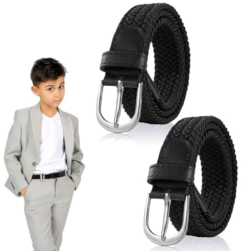 SAIIURV 2 Piezas Cinturón para Niños y Niñas Ajustable Cinturóns, 2,5 cm de Ancho, 80 cm de Largo, Cinturóns de Golf, Cinturón de Deporte para Pantalones de Softbol Jeans Uniformes (Negro) (Negro)