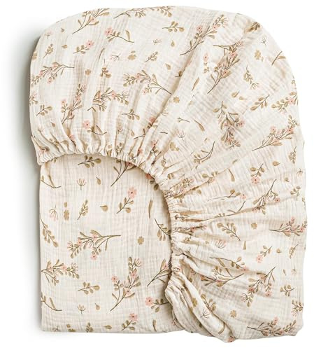 Baby Diaper Changing Pad Cover Cradle Mattress Sheets, Muslin Cotton Changing Table Cover Changing Mat Cover Sheets 32''X 16'' (Cover Only, Pad Not Included) (Flower)