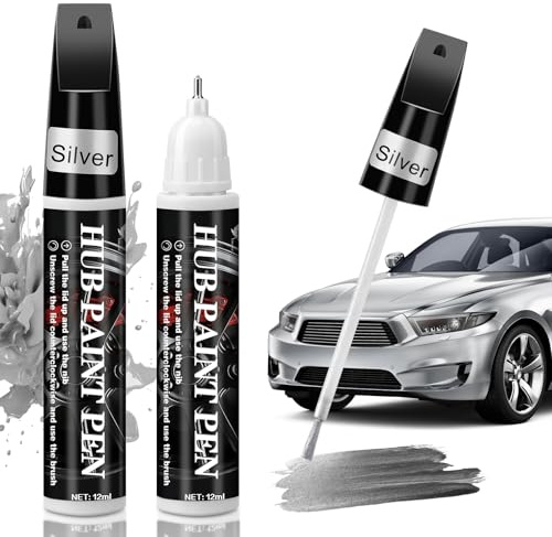 Samamoca 2 Stück lackstift Auto,lackstift Silber,lackstift grau metallic,Kratzer entferner Auto Stift,Reparatur Felgen Kratzer und Farbtropfen an Autos,Motorrädern,Fahrrädern (Silber)