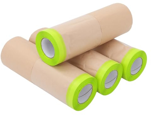 POPETPOP Rollo de Papel Kraft para Enmascarar 30 CM X 12 M 4 Unidades Película Protectora Antipolvo Resistente para Pintura de Automóviles Muebles y Bricolaje Lámina de Enmascarar