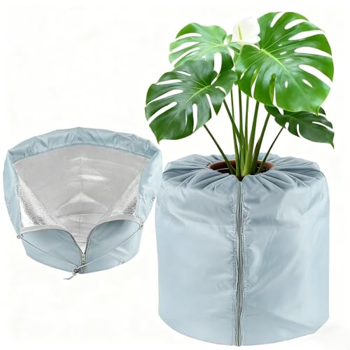 Vilgftyiet Isolerade växtkrukskydd för vintern, 2-pack 45 x 50 cm frostskyddsöverdrag för små utomhuskrukor, vattentätt och vindtätt växtskydd