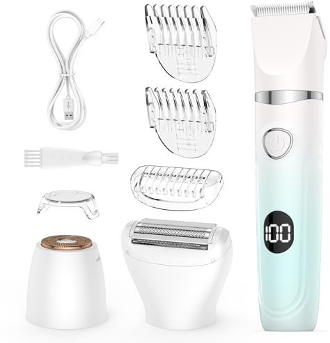 Lady Shaver for Women,3-in-1 Wet & Dry Use Bikini Trimmer for Women,Electric Painless Razor for Legs,Body,Private Area,Sensitive Skin (Gradient Green)