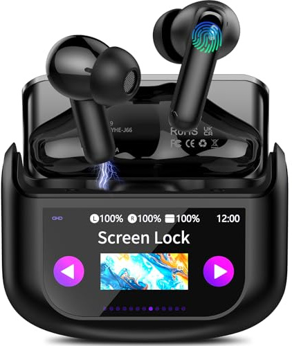 QXUFV Auriculares Traductor en Tiempo Real 164 Idiomas Traductor Instantaneo de Voz, Cancelación de Ruido ANC/ENC, 7 Modos Traducción, Pantalla Táctil LED, 48 Horas, Cascos Traductores