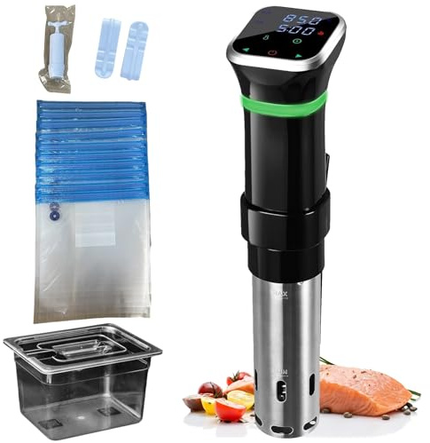 Cocedor Sous Vide, Máquina Sous Vide de 1100w con Depósito de Agua de 11l y Función de Reserva, Control de Pantalla de Temperatura y Tiempo, Circulador Térmico de Inmersión para Cocción al Baño María