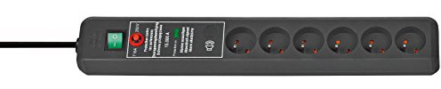 Brennenstuhl 1159541376 Secure-tec-sockel 6 uttag svart överspänningsskydd 15000a-ljudsignal