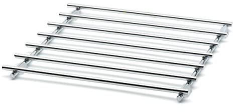 CKB Ltd® Sottopentola quadrato in metallo cromato – Protezione per piano di lavoro, tappetino in metallo per appoggiare pentole e padelle calde, 25 x 25 cm