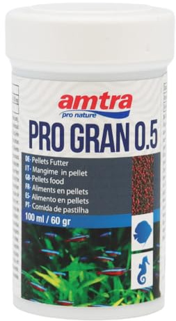Amtra Pro Gran Micro 0.5 - Alimento Completo Para Peces Pequeños De Agua Dulce Y Marina, Micropellets De 0,5 Mm, 100 Ml