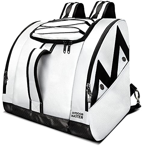 OutdoorMaster Stiefeltasche Eisbär – Skischuhe und Snowboard-Stiefeltasche, ideal für Reisen, mit wasserdichter Außenseite und Unterseite – für Herren, Damen und Jugendliche -Weiß