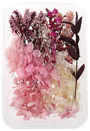 KERDEJAR 1 Box echte Mischung getrocknete Blumen für Aromatherapie Kerze Harz Schmuck Trockenpflanzen gepresste Blumen Basteln DIY Zubehör Home Use Pink Love