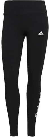 adidas Damen Essentials High-Waisted Logo Leggings, Black/White, S Tall